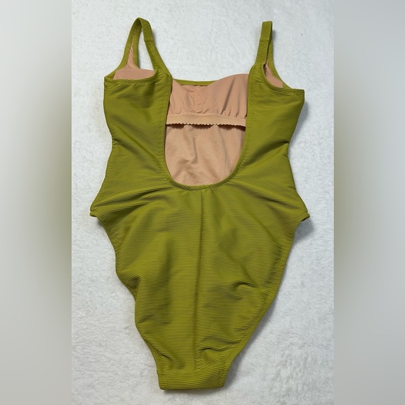 J. Crew Long Torso Ribbed Squareneck Green One Piece Swimsuit Sleek Design - Picture 9 of 14
